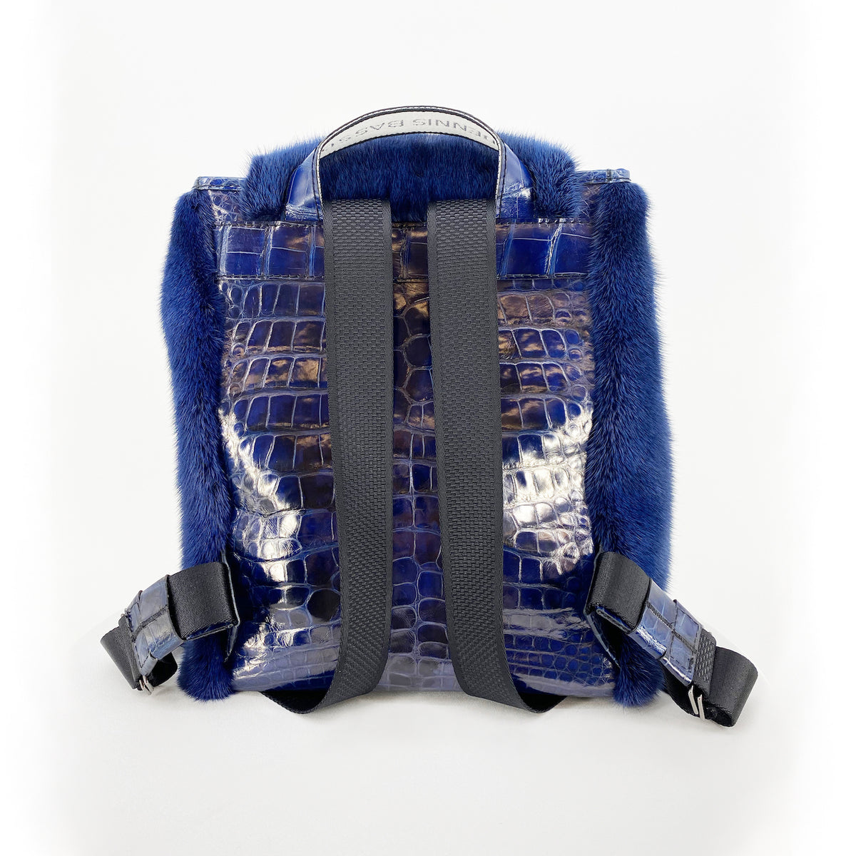 guess mini backpack blue Blue Mink with Crocodile Backpack – Dennis Basso