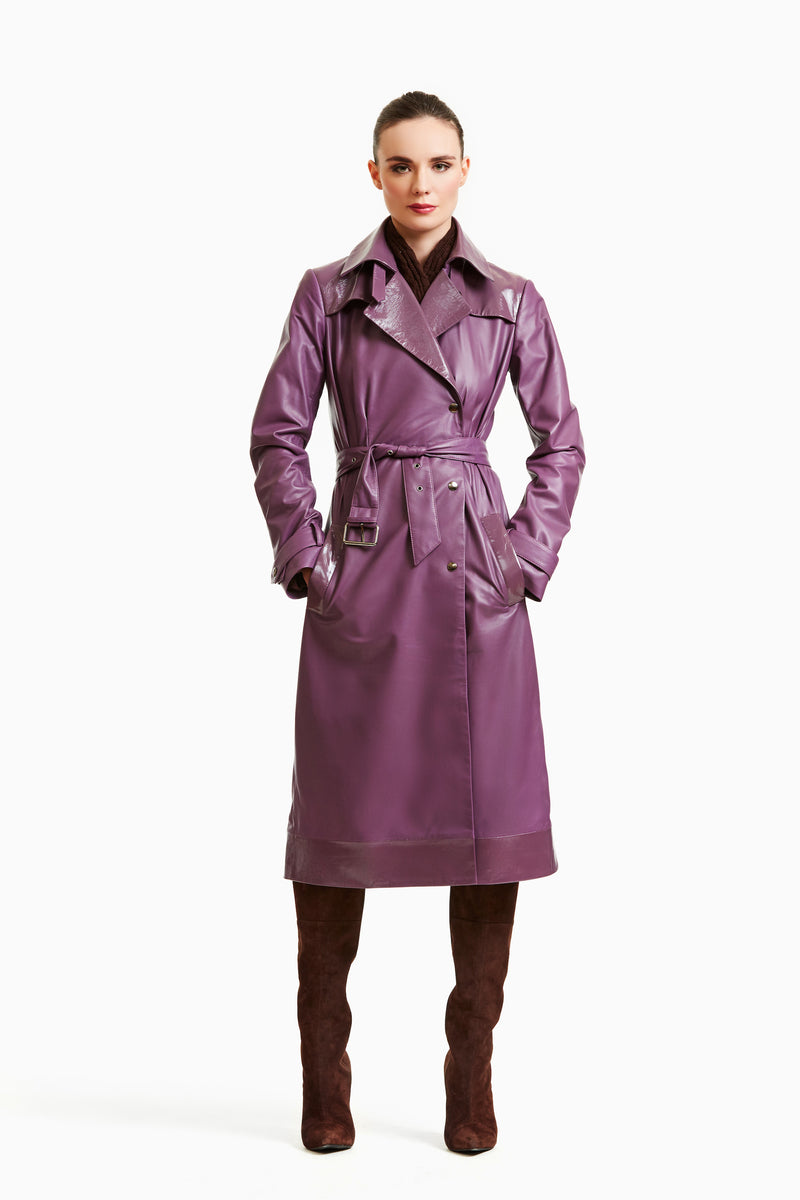 Vintage Violet Leather and Patent Trench Coat – Dennis Basso